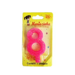 MARIAZINHA VELA SUPER BRILHO N8 ROSA C/10