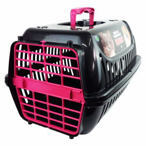 Caixa de Transporte Nº2 Premium Brinqpet - Preto e Rosa, Segurança e Conforto para Seu Pet