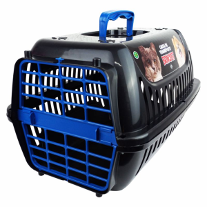 CAIXA DE TRANSPORTE N2 PREMIUM BRINQPET - PRETO COM AZUL